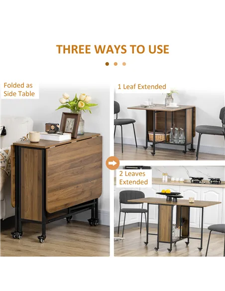HOMCOM Six-Person Drop Leaf Dining Table - Brown/Black