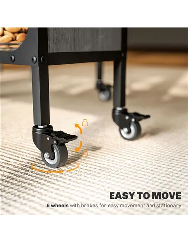 HOMCOM Six-Person Drop Leaf Dining Table - Grey/Black