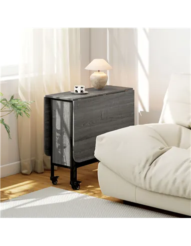 HOMCOM Six-Person Drop Leaf Dining Table - Grey/Black