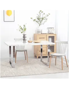HOMCOM Modern Dining Room Table Rectangular Kitchen Table for 6-8 People with Marble Effect Tabletop Steel Legs 160 cm White 2