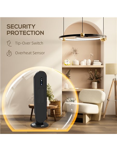 HOMCOM 45° Oscillating Ceramic Space Heater, with Remote - Black