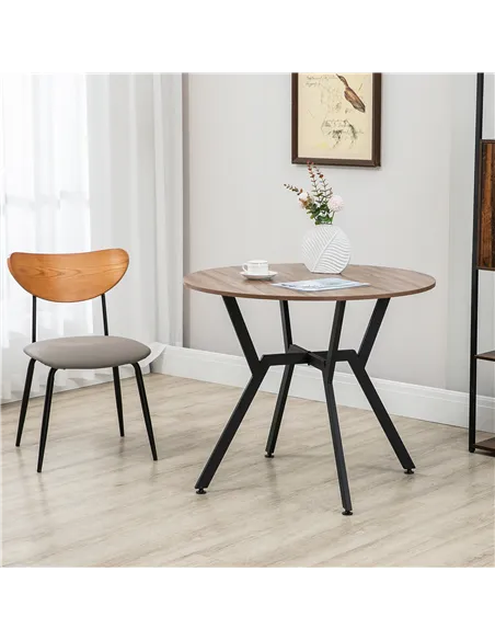 HOMCOM Dining Room Table with Black Legs Anti-slip Foot Pads for Living Room Dining Room 90 x 76 cm Brown