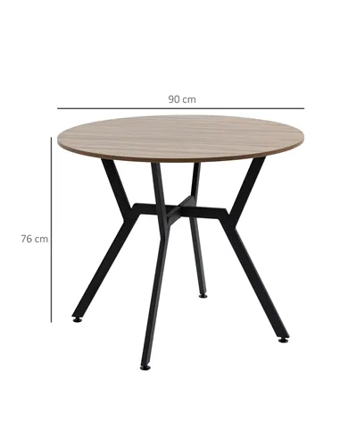 HOMCOM Dining Room Table with Black Legs Anti-slip Foot Pads for Living Room Dining Room 90 x 76 cm Brown