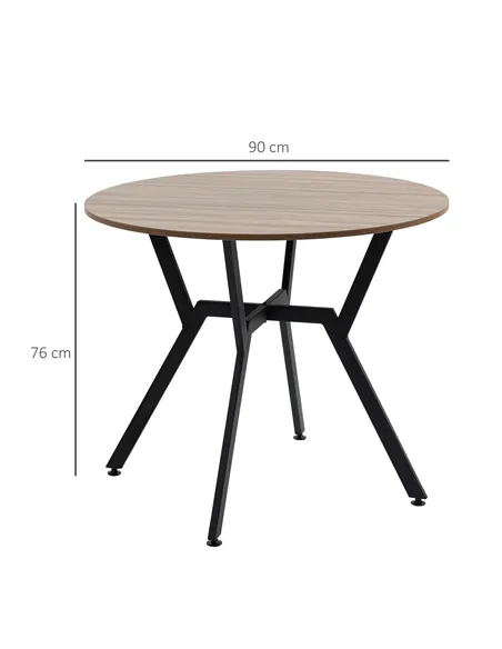 HOMCOM Dining Room Table with Black Legs Anti-slip Foot Pads for Living Room Dining Room 90 x 76 cm Brown