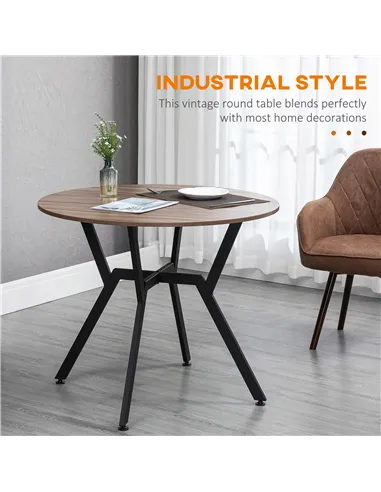 HOMCOM Dining Room Table with Black Legs Anti-slip Foot Pads for Living Room Dining Room 90 x 76 cm Brown