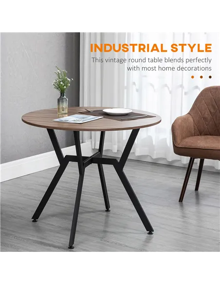 HOMCOM Dining Room Table with Black Legs Anti-slip Foot Pads for Living Room Dining Room 90 x 76 cm Brown
