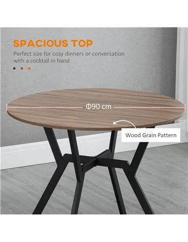 HOMCOM Dining Room Table with Black Legs Anti-slip Foot Pads for Living Room Dining Room 90 x 76 cm Brown