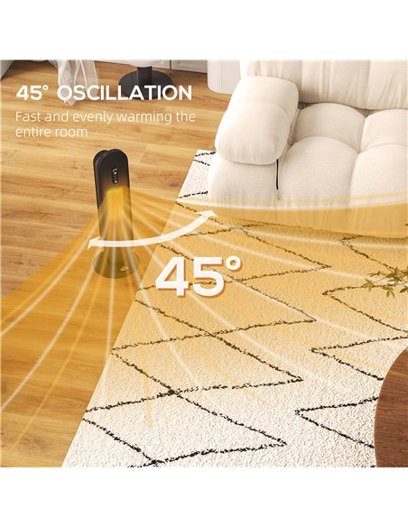 HOMCOM 45° Oscillating Ceramic Space Heater, with Remote - Black