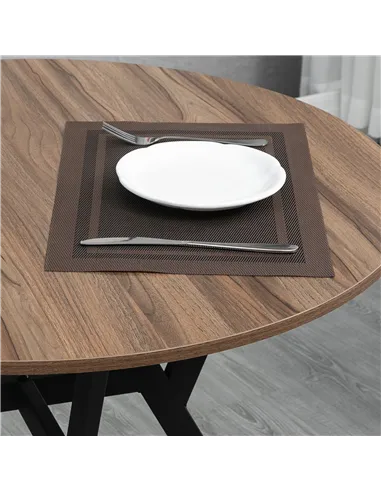 HOMCOM Dining Room Table with Black Legs Anti-slip Foot Pads for Living Room Dining Room 90 x 76 cm Brown