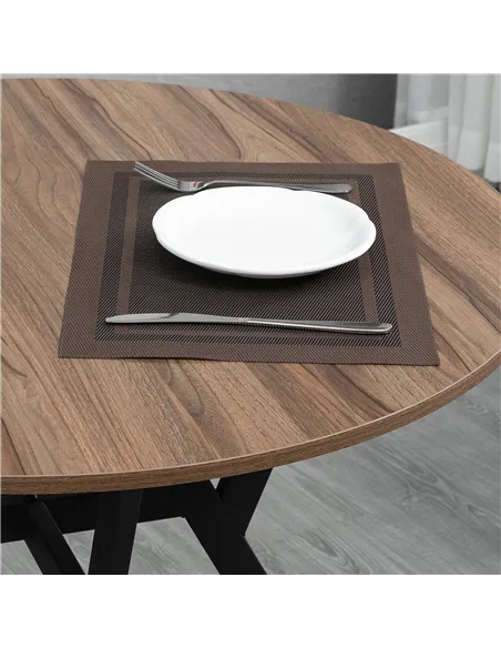 HOMCOM Dining Room Table with Black Legs Anti-slip Foot Pads for Living Room Dining Room 90 x 76 cm Brown