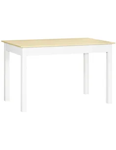 HOMCOM Dining Table for 4 to 6, 120L x 70W x 75Hcm, Modern Kitchen Table with Wood Effect Tabletop, Thick Legs, for Dining Room,