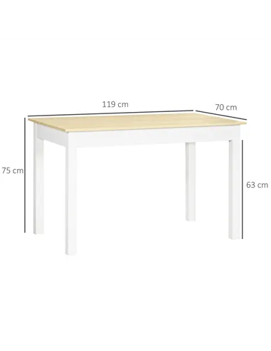 HOMCOM Dining Table for 4 to 6, 120L x 70W x 75Hcm, Modern Kitchen Table with Wood Effect Tabletop, Thick Legs, for Dining Room,