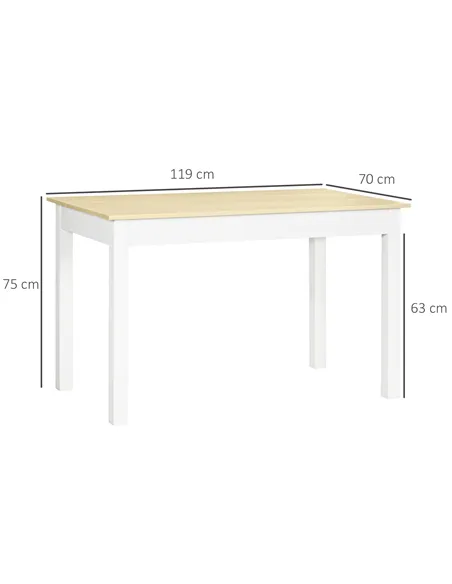 HOMCOM Dining Table for 4 to 6, 120L x 70W x 75Hcm, Modern Kitchen Table with Wood Effect Tabletop, Thick Legs, for Dining Room,
