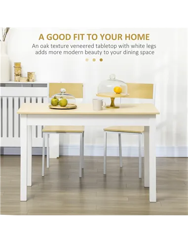 HOMCOM Dining Table for 4 to 6, 120L x 70W x 75Hcm, Modern Kitchen Table with Wood Effect Tabletop, Thick Legs, for Dining Room,