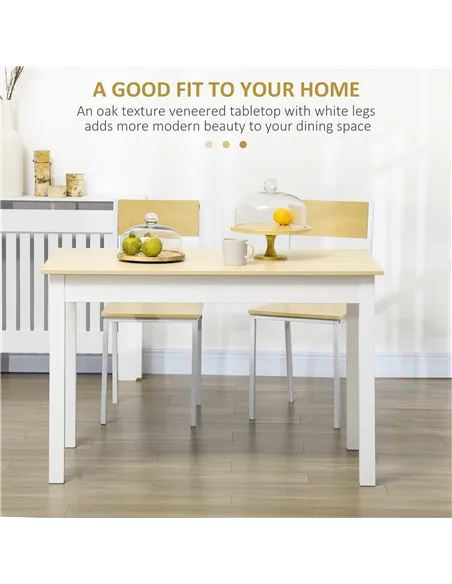 HOMCOM Dining Table for 4 to 6, 120L x 70W x 75Hcm, Modern Kitchen Table with Wood Effect Tabletop, Thick Legs, for Dining Room,