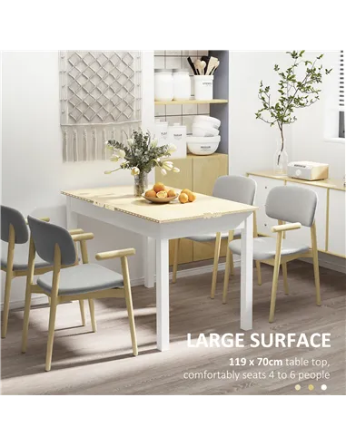 HOMCOM Dining Table for 4 to 6, 120L x 70W x 75Hcm, Modern Kitchen Table with Wood Effect Tabletop, Thick Legs, for Dining Room,