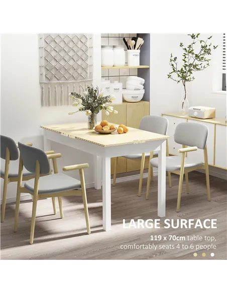 HOMCOM Dining Table for 4 to 6, 120L x 70W x 75Hcm, Modern Kitchen Table with Wood Effect Tabletop, Thick Legs, for Dining Room,