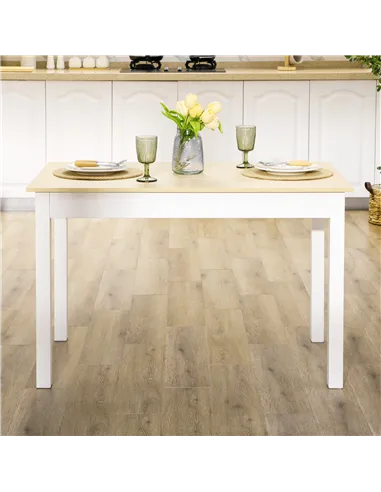 HOMCOM Dining Table for 4 to 6, 120L x 70W x 75Hcm, Modern Kitchen Table with Wood Effect Tabletop, Thick Legs, for Dining Room,