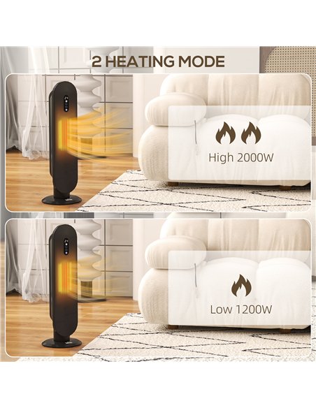 HOMCOM 45° Oscillating Ceramic Space Heater, with Remote - Black