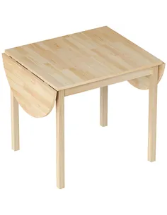 HOMCOM 4-6 Person Wooden Drop-Leaf Table - Natural Finish