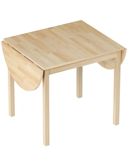 HOMCOM 4-6 Person Wooden Drop-Leaf Table - Natural Finish