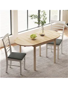 HOMCOM 4-6 Person Wooden Drop-Leaf Table - Natural Finish 2