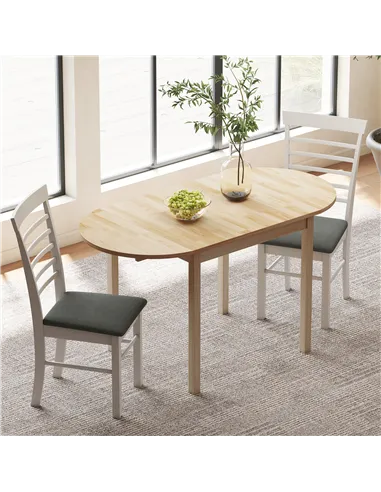 HOMCOM 4-6 Person Wooden Drop-Leaf Table - Natural Finish