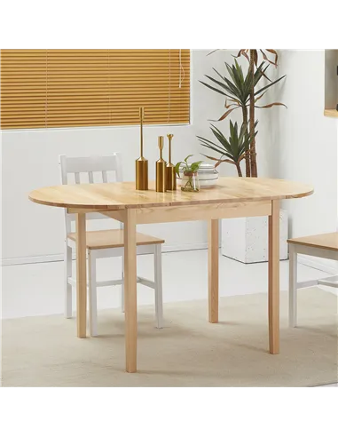 HOMCOM 4-6 Person Wooden Drop-Leaf Table - Natural Finish