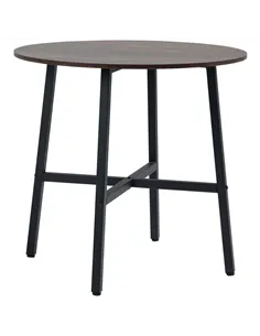HOMCOM 85cm Dining Room Table, Industrial Style Kitchen Table Round  with Steel Legs, Rustic Brown