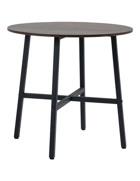 HOMCOM 85cm Dining Room Table, Industrial Style Kitchen Table Round  with Steel Legs, Rustic Brown