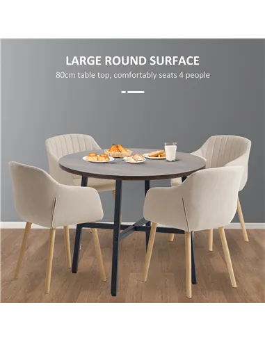 HOMCOM 85cm Dining Room Table, Industrial Style Kitchen Table Round  with Steel Legs, Rustic Brown