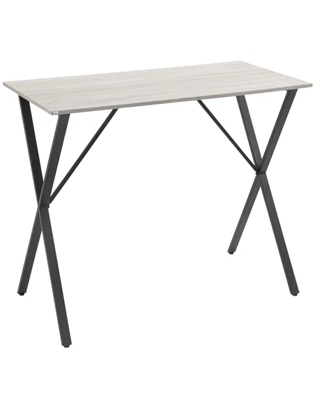 HOMCOM 120 cm Rectangular Bar Table for 4 People, Modern Breakfast Bar Table with Wood Effect Tabletop, Steel Legs, Coffee Desk 