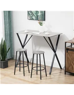 HOMCOM 120 cm Rectangular Bar Table for 4 People, Modern Breakfast Bar Table with Wood Effect Tabletop, Steel Legs, Coffee Desk  2