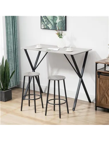 HOMCOM 120 cm Rectangular Bar Table for 4 People, Modern Breakfast Bar Table with Wood Effect Tabletop, Steel Legs, Coffee Desk 