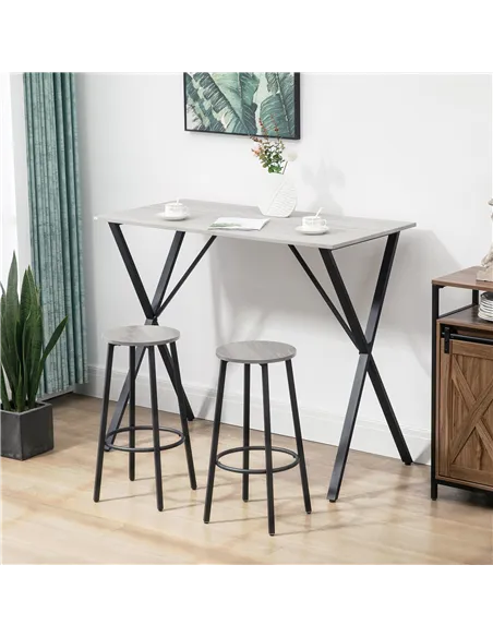 HOMCOM 120 cm Rectangular Bar Table for 4 People, Modern Breakfast Bar Table with Wood Effect Tabletop, Steel Legs, Coffee Desk 