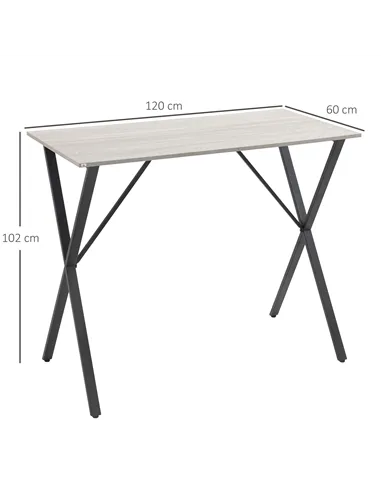 HOMCOM 120 cm Rectangular Bar Table for 4 People, Modern Breakfast Bar Table with Wood Effect Tabletop, Steel Legs, Coffee Desk 