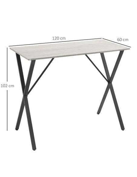 HOMCOM 120 cm Rectangular Bar Table for 4 People, Modern Breakfast Bar Table with Wood Effect Tabletop, Steel Legs, Coffee Desk 