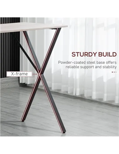 HOMCOM 120 cm Rectangular Bar Table for 4 People, Modern Breakfast Bar Table with Wood Effect Tabletop, Steel Legs, Coffee Desk 