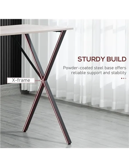 HOMCOM 120 cm Rectangular Bar Table for 4 People, Modern Breakfast Bar Table with Wood Effect Tabletop, Steel Legs, Coffee Desk 