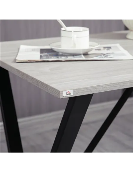 HOMCOM 120 cm Rectangular Bar Table for 4 People, Modern Breakfast Bar Table with Wood Effect Tabletop, Steel Legs, Coffee Desk 