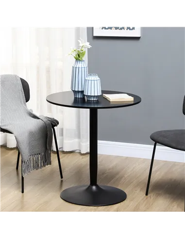 HOMCOM 75H x Φ70cm Two-Person Minimalistic Dining Table - Black