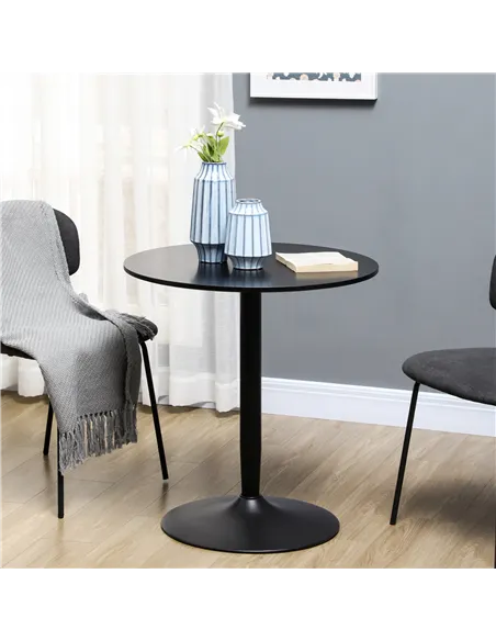 HOMCOM 75H x Φ70cm Two-Person Minimalistic Dining Table - Black