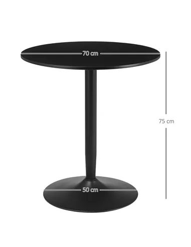 HOMCOM 75H x Φ70cm Two-Person Minimalistic Dining Table - Black