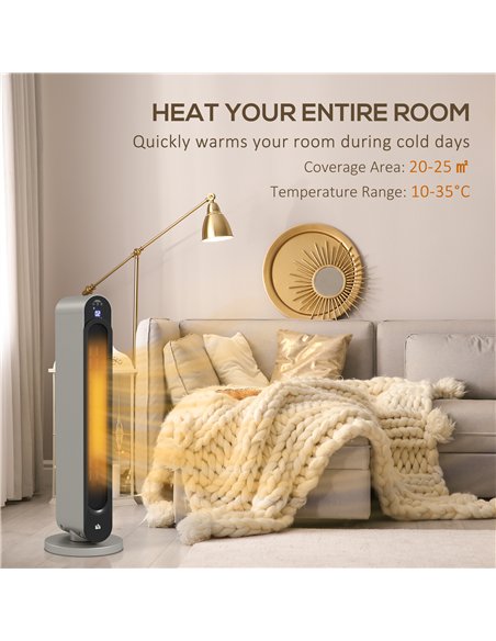 HOMCOM 2kW PTC Ceramic Tower Heater, 10-35°C Temperature Range