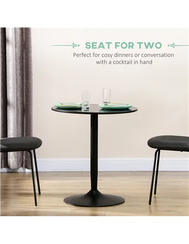 HOMCOM 75H x Φ70cm Two-Person Minimalistic Dining Table - Black