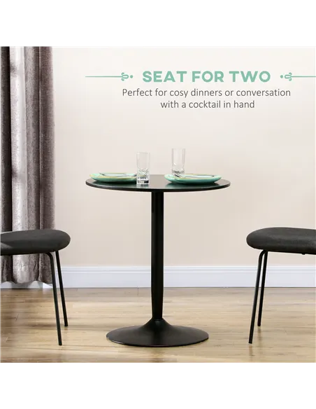 HOMCOM 75H x Φ70cm Two-Person Minimalistic Dining Table - Black