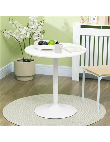 HOMCOM 75H x Φ70cm Two-Person Minimalistic Dining Table - White