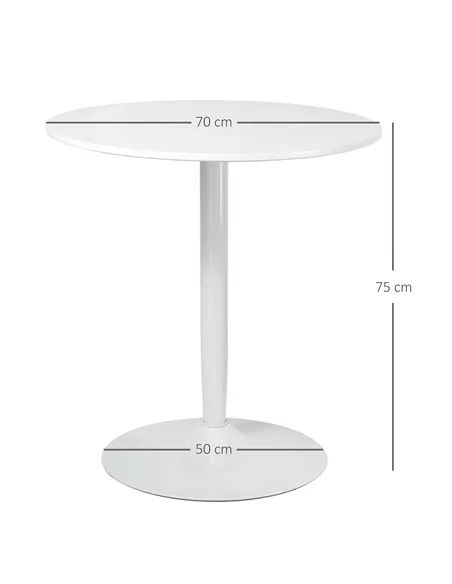 HOMCOM 75H x Φ70cm Two-Person Minimalistic Dining Table - White