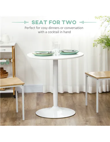 HOMCOM 75H x Φ70cm Two-Person Minimalistic Dining Table - White