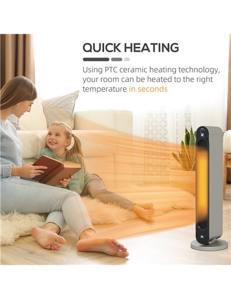 HOMCOM 2kW PTC Ceramic Tower Heater, 10-35°C Temperature Range